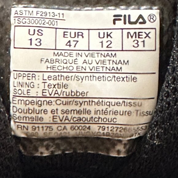 Fila Memory Workshift SR Work Sneaker, Men's Size 13, Black - Picture 3 of 9